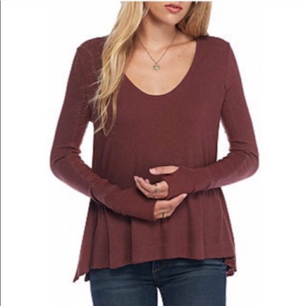 [We The Free] Brown Malibu Thermal Oversized Top
